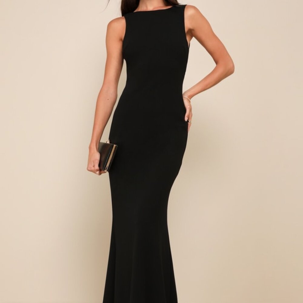 Lulus Love In Your Eyes Black Knotted Mermaid Maxi Dress - Size S